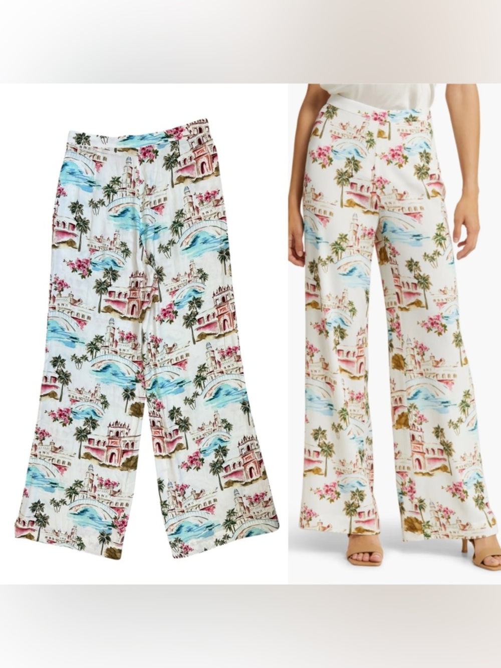 Favorite Daughter The Friday Pant High Rise Wide Leg Coastal Euro Print Pants 8